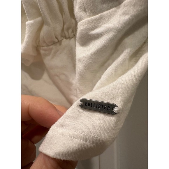 Hollister White Ruched Cropped Tank Top Sleeveless Casual Summer Top - Picture 4 of 5